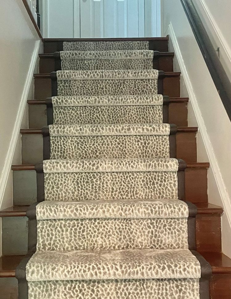 patterned stair runner in a North Carolina home from Brentwood Flooring America
