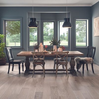 hardwood floors in a dining room from Brentwood Flooring America