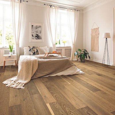 hardwood floors in a bright Raleigh bedroom